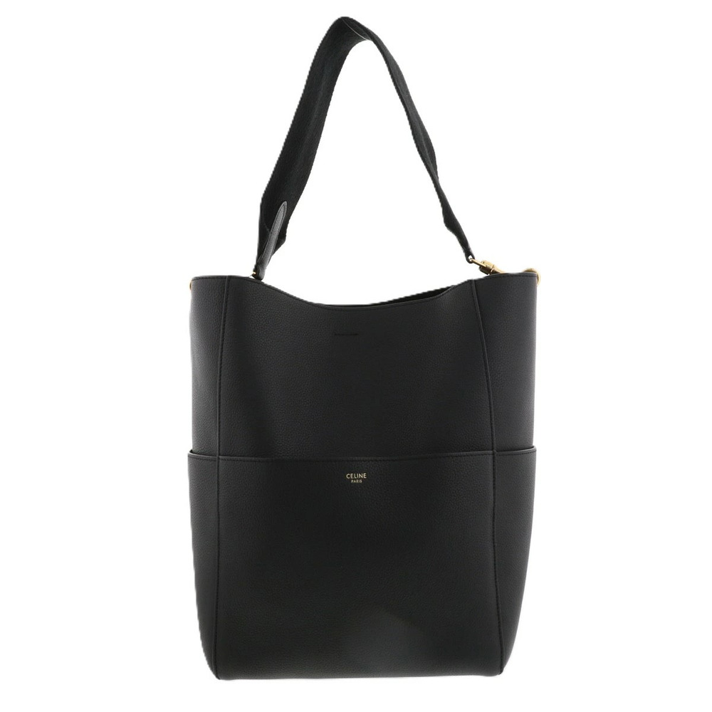 CELINE Sangle Bucket Shoulder Bag Leather Black - Picture 1 of 6